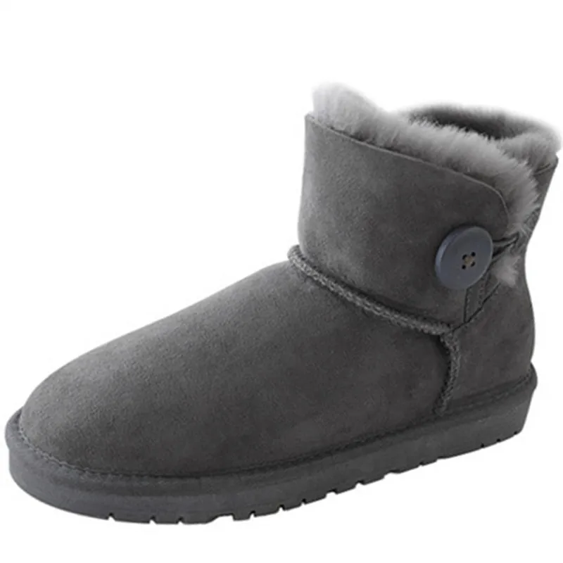 

Dropshipping Custom Logo Women's Genuine Leather Winter Boots Top Quality Snow Walking Shoes Wool Lined Outdoor Warm Footwear