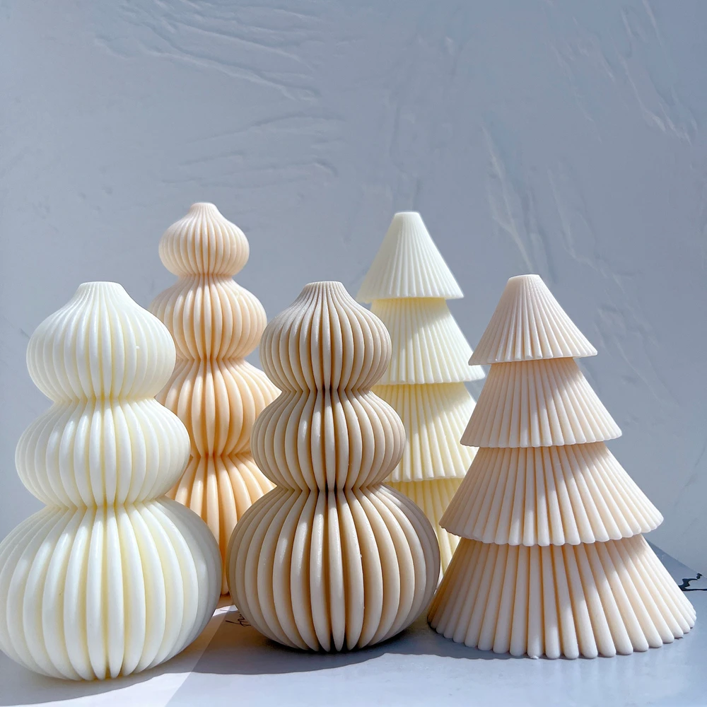 Ball Ribbed Christmas Tree Candle Molds Dinner Cake Silicone Mold Soy Wax Silicone Mould Christmas Home Resin Decor