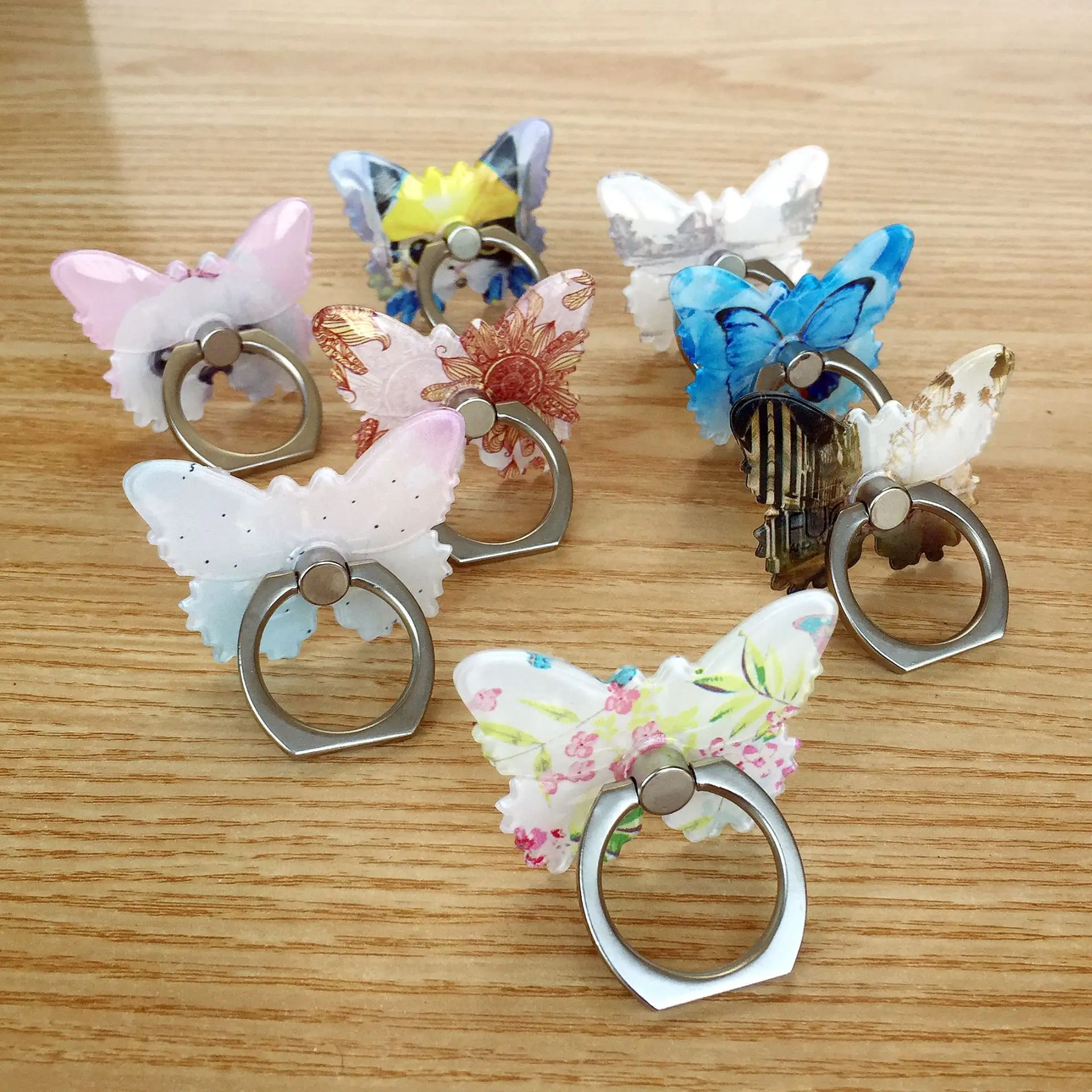 

Butterfly-shaped Ring Holder Blank Mobile Popular Phone Finger Grip Socket With Stand