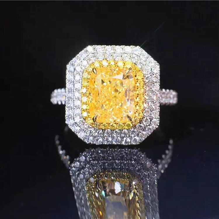 

Dual Model Jewelry Real Diamond GIA Certified 2ct FLY VVS2 Natural Yellow Diamond 18k Gold Wedding Ring Pendant