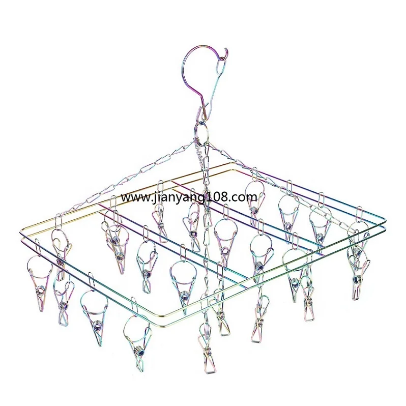 

Popular Colorful Luxury 316 Stainless Steel Multifunction Square socks hanger and Rainbow marine grade clothes hanger