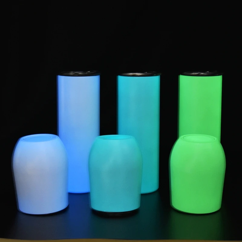 

A3488 Double Wall Sublimation Blanks Vaccum Cup Shining Change Color Bottle Tumbler Glow Egg U-shape Mug Straight Luminous Cups