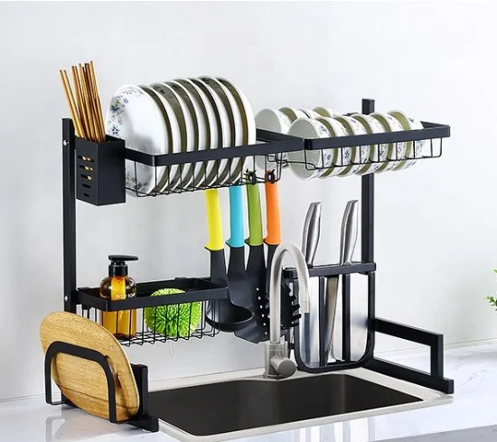 

Foshan Factory Direct Sale Black Kitchen Accessories Rack Stainless Steel Kitchen Storage Baskets A-850