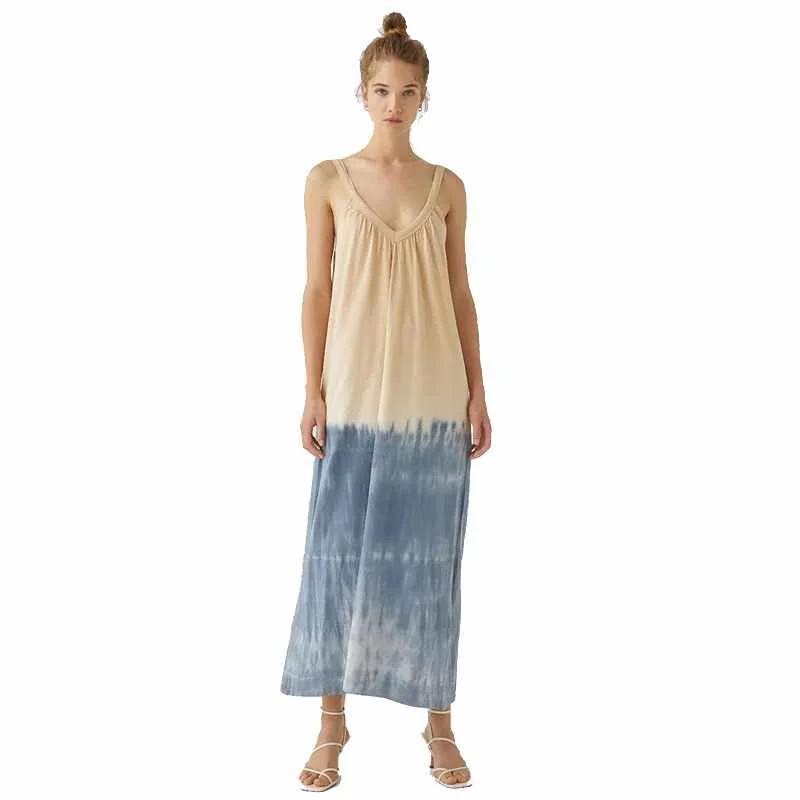 

Casual Summer Plus Size Cotton Long Women Tie Dye Maxi Dress