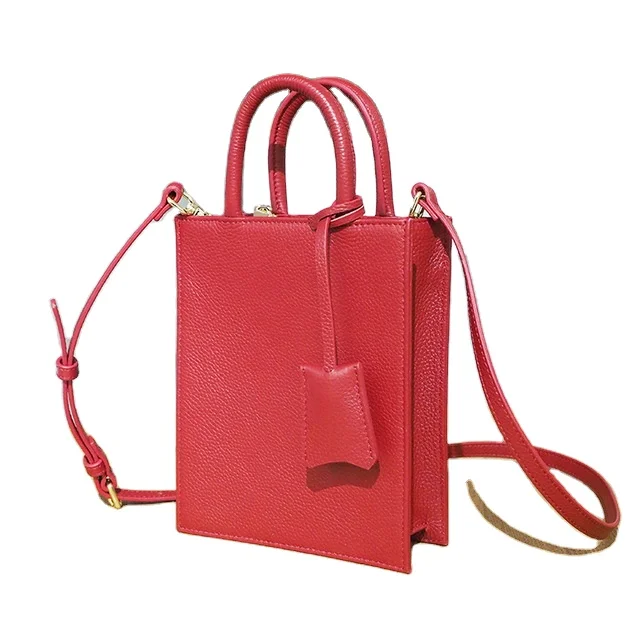

Fashion genuine grain soft leather red women hand bags mini shoulder bag