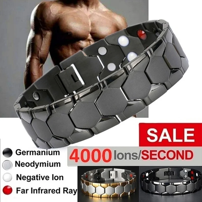 

4000 Gauss Titanium 316L Stainless Steel Bio Magnetic Bracelet for Men Therapy Bracelet Gold Color 4 IN 1 Bracelet Health Energy