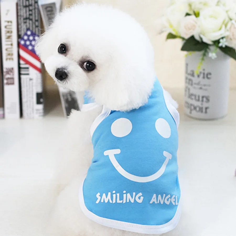 

New Summer Custom Pet Apparel Puppy Clothes Smiley Printed Dog T-shirt