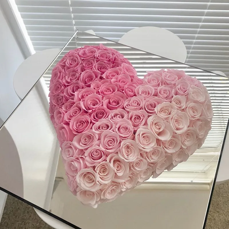 

Factory Direct Approval Angel Mirror Heart Eternal Flower Red Rose Acrylic Gift Box 520 Valentine's Day Proposal Confession
