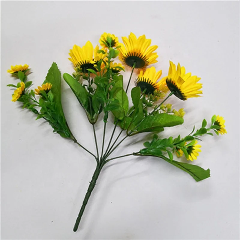 

Yellow Sunflower Silk Artificial Flowers Home Decoration Office Party Garden Decor Bouquet