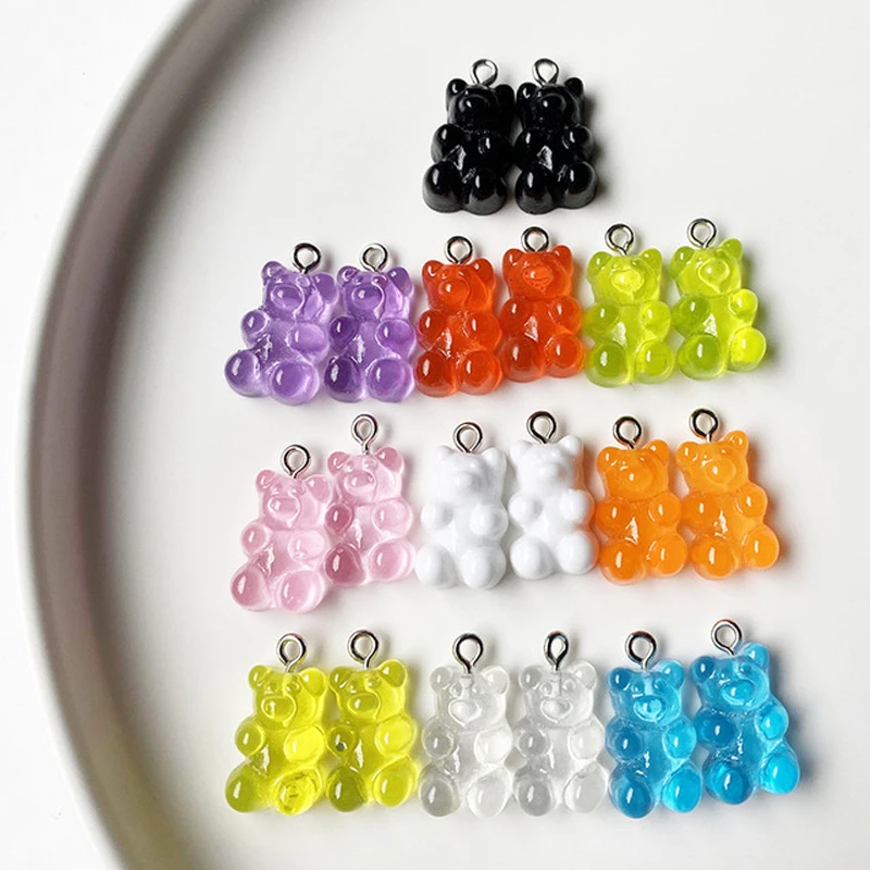 

20pcs/pack Candy Bear Simulation Pendant Cute Resin Gummy Bear Charms Cartoon Pendant Jewelry Decor Accessory, As pictures