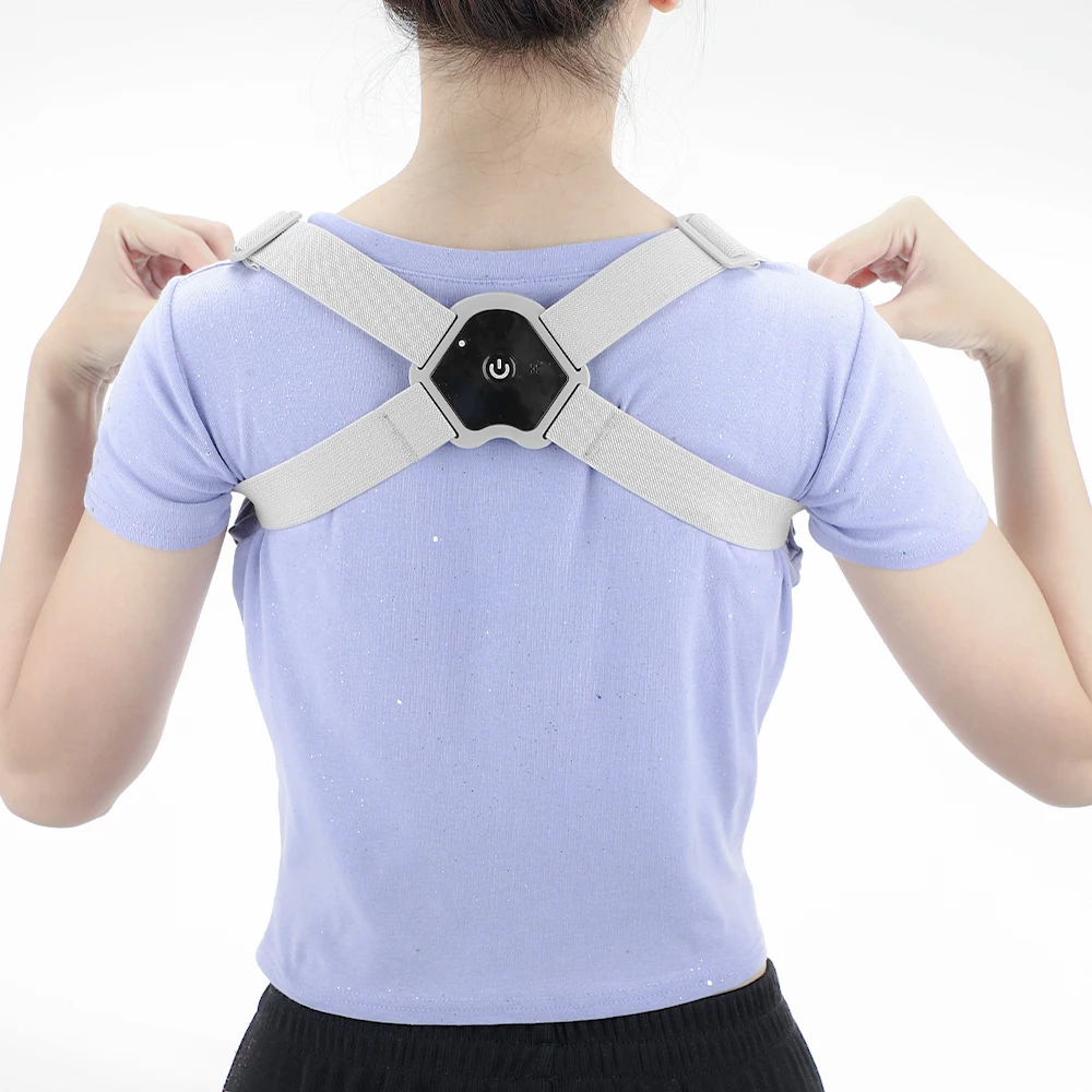 

Hailicare Back Posture Corrector Intelligent Induction Body Posture Correction Belt Voice Prompt Spine Waist Straps, Black and grey