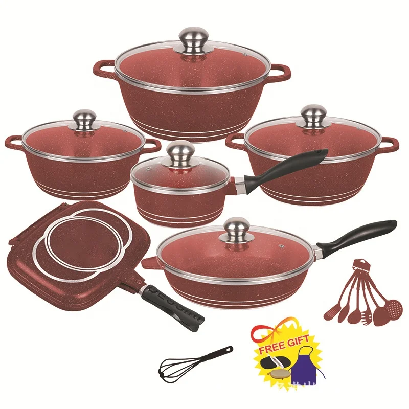 

free gift 23 PCS Die Cast Aluminium ceramics Coated Non-Stick Cookware Sets Kitchen Cooking Ware Set, Customized color
