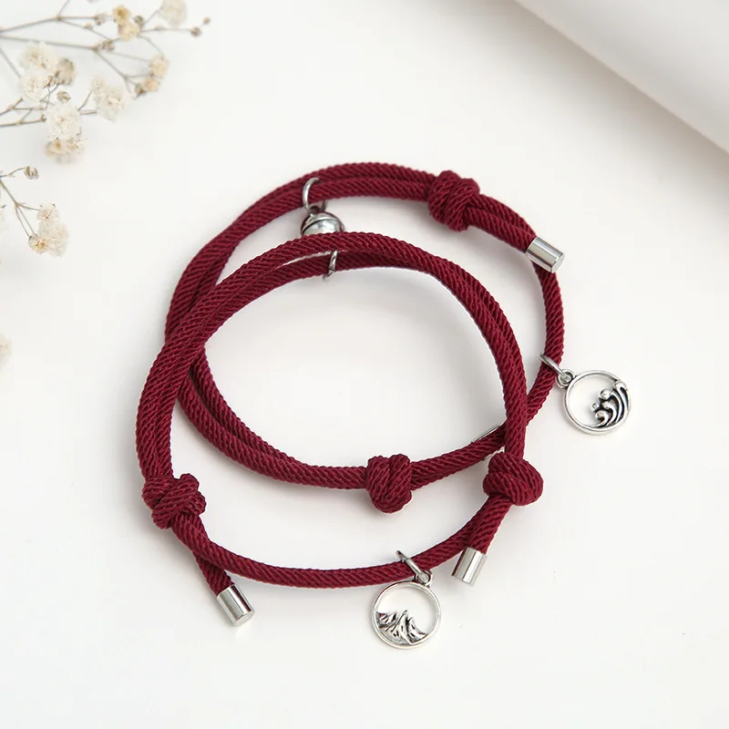 

GYX Nylon Rope Mountain And Sea Alloy Pendant Magnetic Bracelet for Couples