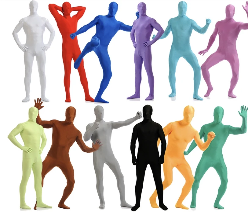 

Ready to ship customized halloween party plain nylon spandex full bodysuits cosplay costume unisex zentai suit