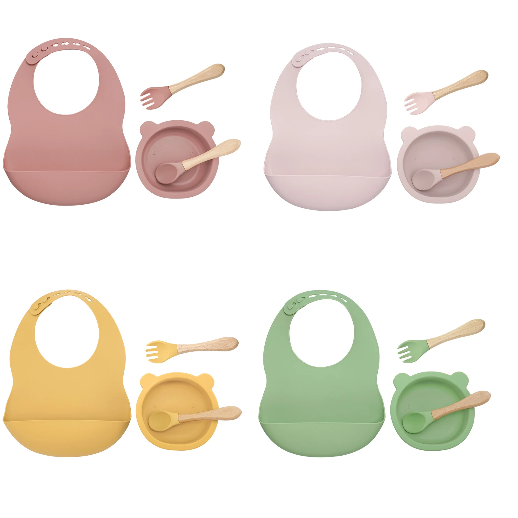 

2021 Amazon Bebe New Shop Shower Custom Logo Born Gift Product Silicone Spoon Fork Baby Bib Bowl China Supplies Stuff, Colorful