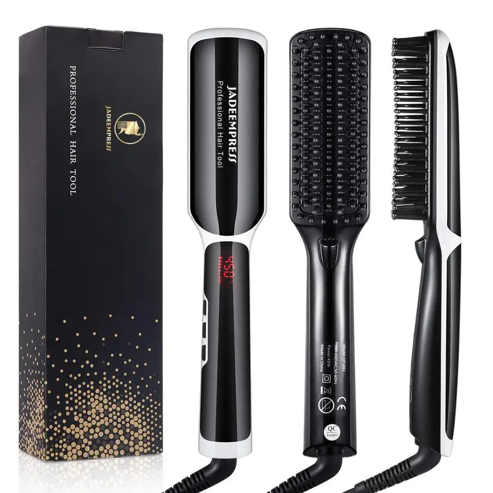 

Multi Functional Hair Straightener Men Brush Beard Comb, Electric Fast Straightening LCD Ceramic Straightening Iron Brush, Customised