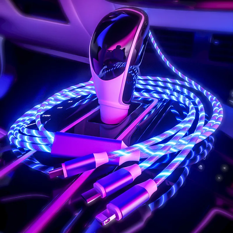 2020 New Trending LED Flowing Light Magnetic Charging Cable Cellphone Fast Charging Cord Micro USB Cable Charger Data Cable Line - ANKUX.COM