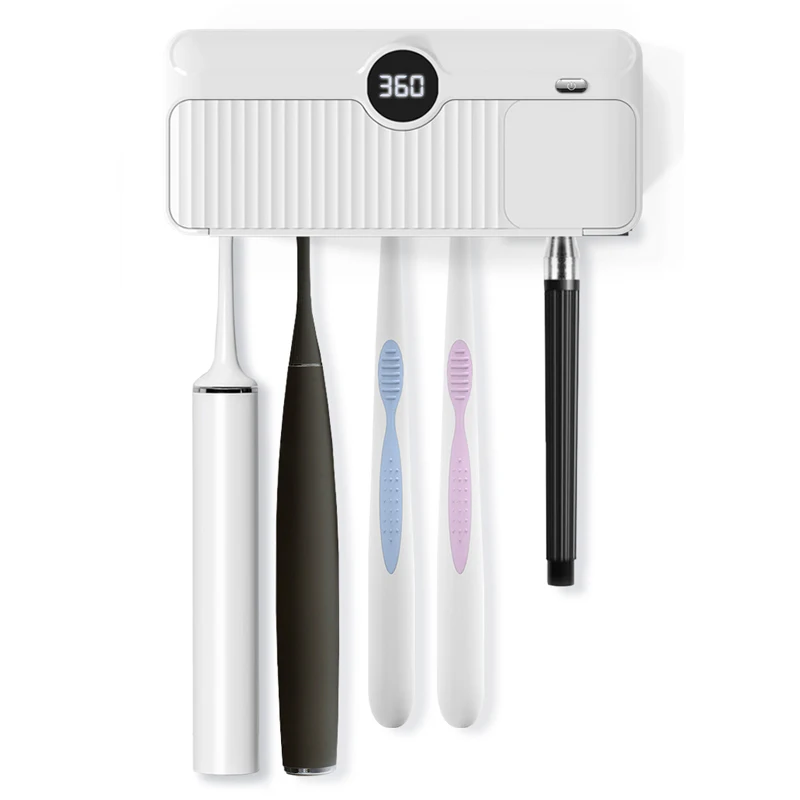 

High Effective UV Light Toothbrush Sterilizer Electric Ultraviolet Sanitizer Tooth Brush Holder Box Drop Shipping, White/blue