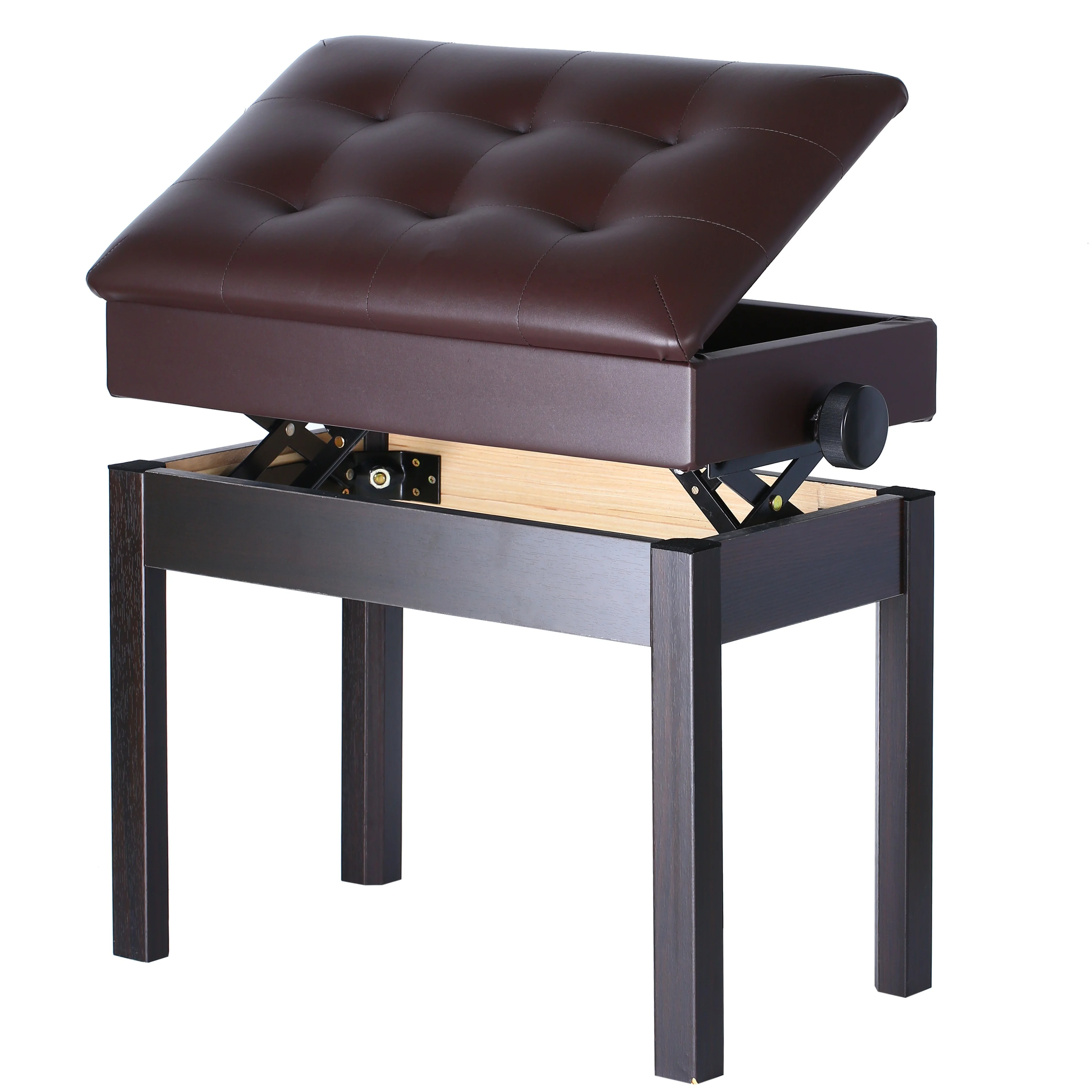 

Adjustable Keyboard Piano Stool Bench with Book Storage Q15, Black