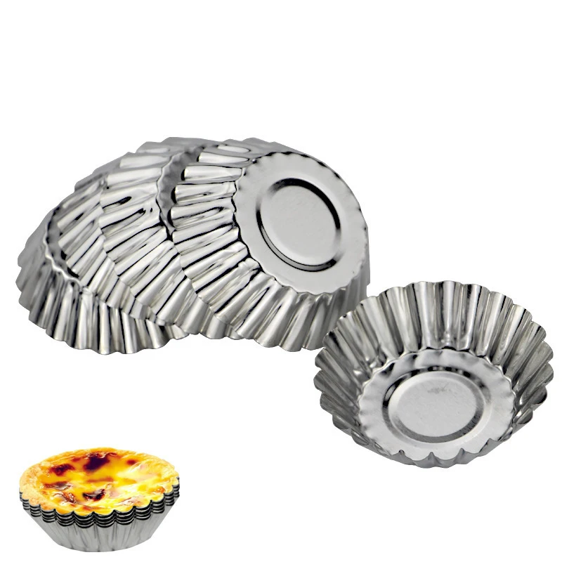 

Non-stick Reusable Baking Tinplate Muffin Cups Stainless Steel Egg Tart Mold