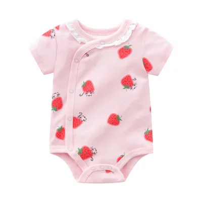 

3 Pack Unisex Infant Clothing Strawberry Printing Combed Cotton Baby Onesie, Customized color