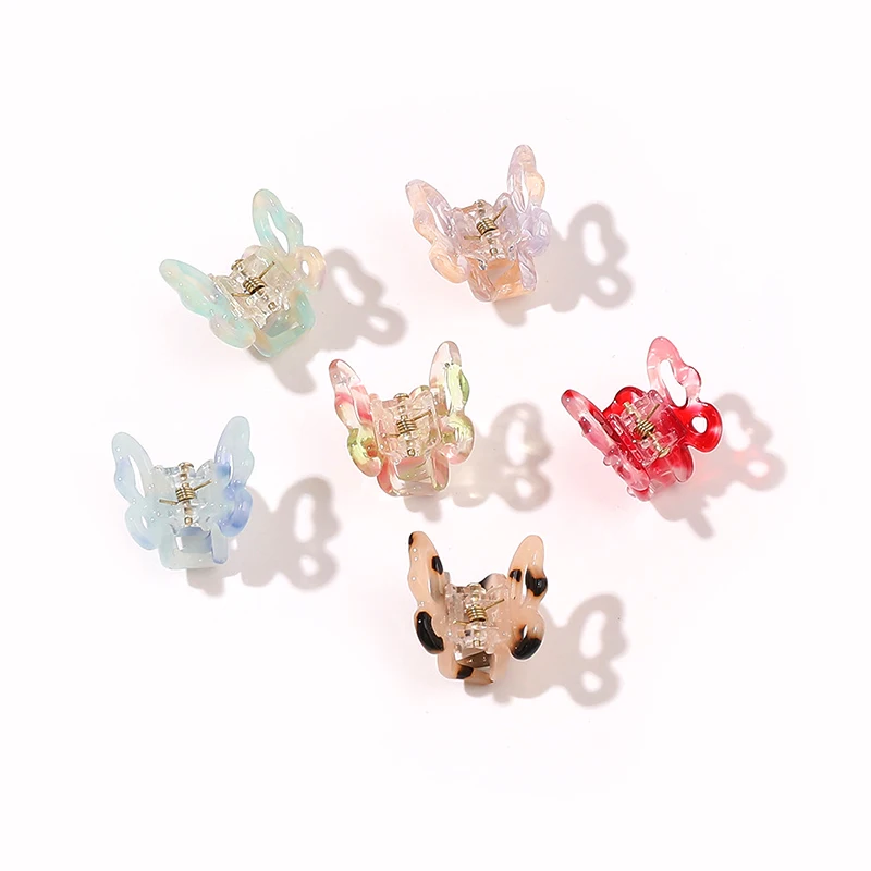 

Cute kid girl bangs shark clip glossy colorful small hair clip claw acetate mini hollow butterfly hair claw