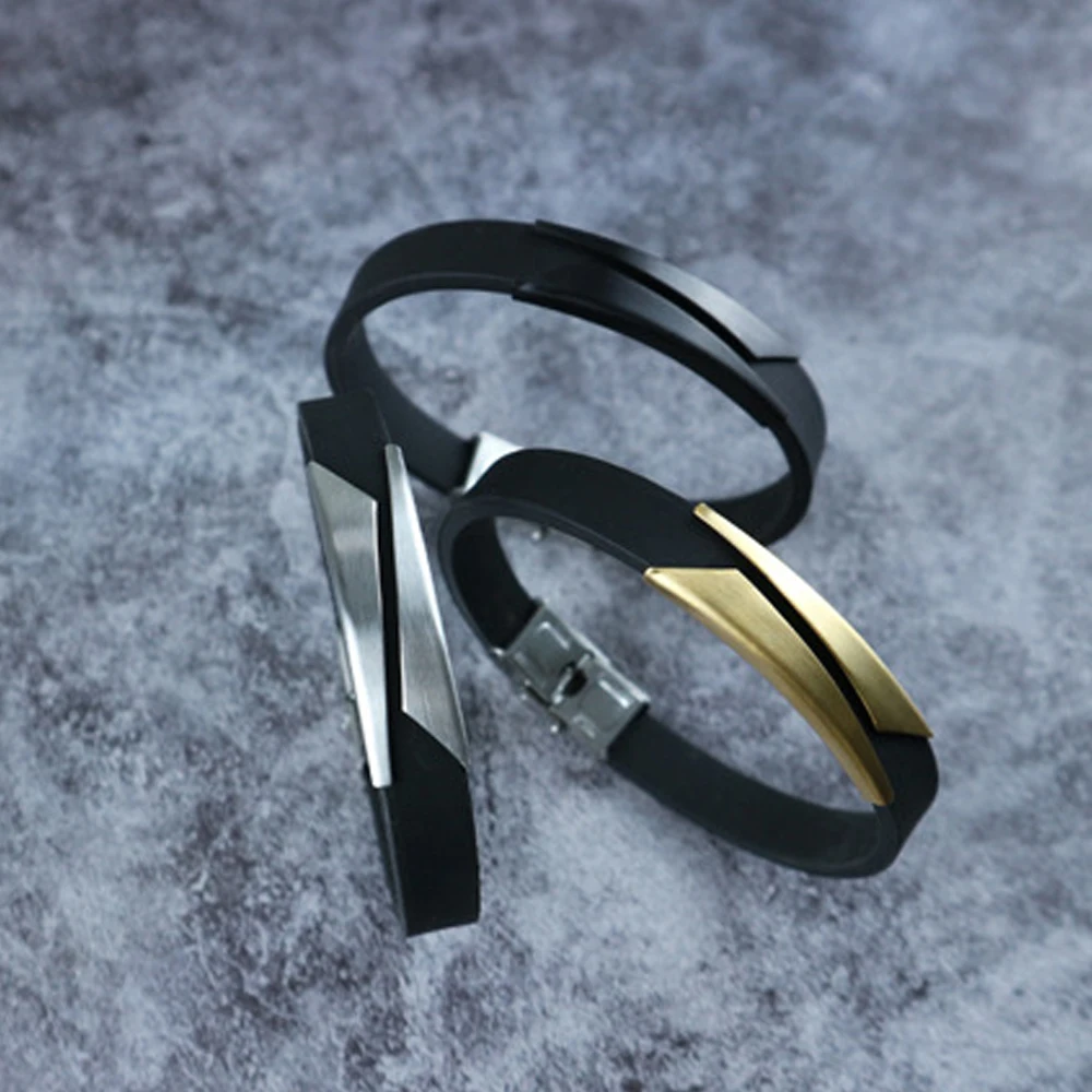 

Stainless steel hot selling silicone lovers Bracelet men's Silicone Bracelet