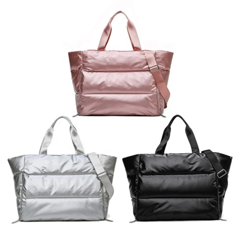 

Waterproof Large Capacity Ladies Puffer Duffle Tote Bag Handbag Quilted Puffer Tote Bag For Women