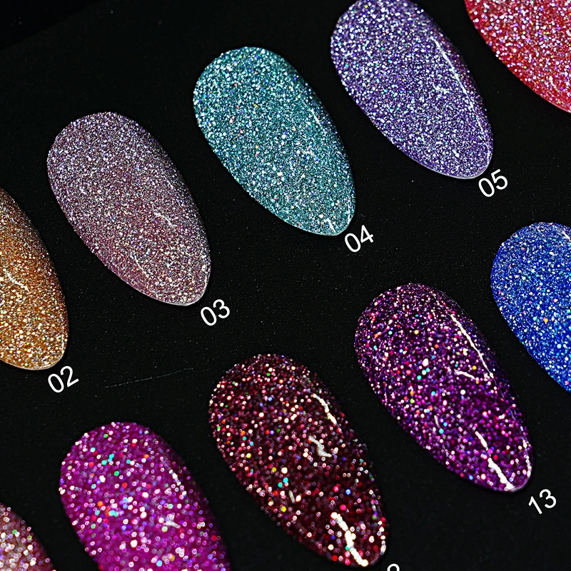 

2021 Colorful Diamonds Super Glitter Gel Flashing Disco Gel Nail Polish, 18 colors