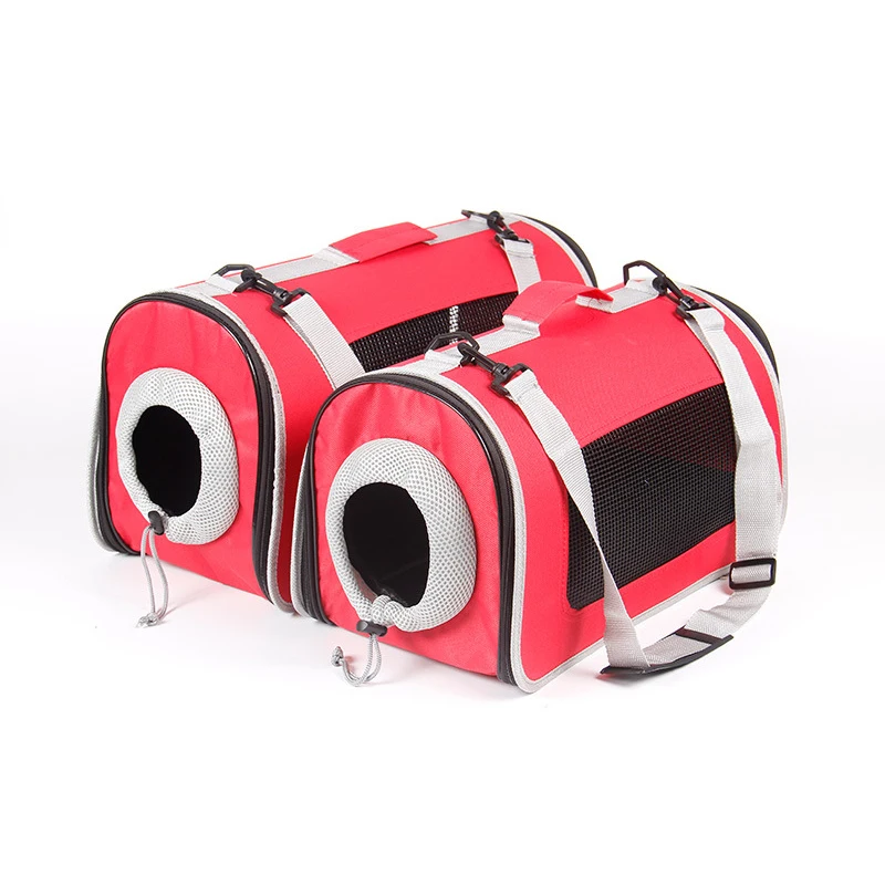 

Large capacity one shoulder folding pet bag outdoor travel breathable pet cat dog carrier bags, Red, black,brown