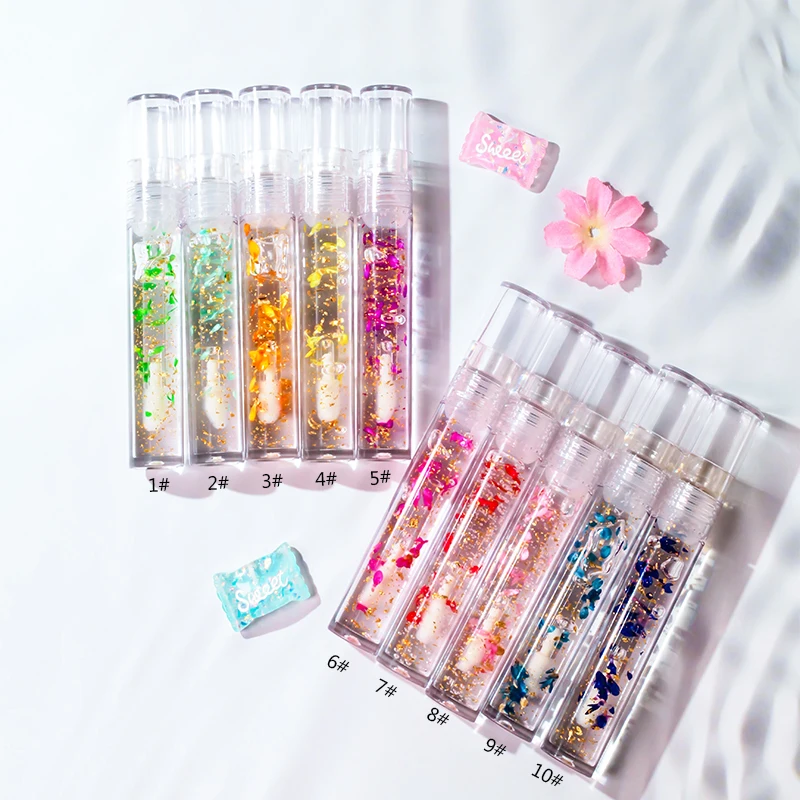 

Custom logo flower nude fade lip lines kids clear lip gloss base moisturizing wholesale no label lip gloss