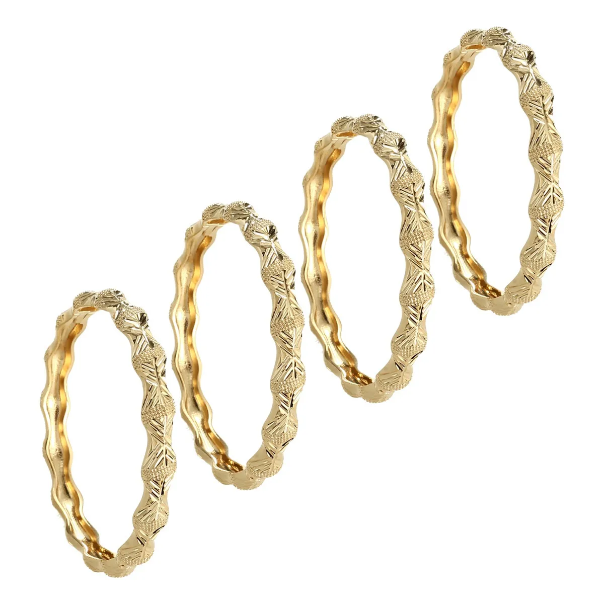 

4pcs/lot 24k Gold Bangles For Women Men Gold Dubai Bride Wedding Ethiopian Bracelet Africa Bangle Arab Gold Charm Jewelry