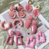 

Kaimei ZA Wedding Jewelry 30 Designs Dangle Statement Earrings Korea Fashion Pink Resin Beaded Drop Earrings For Women