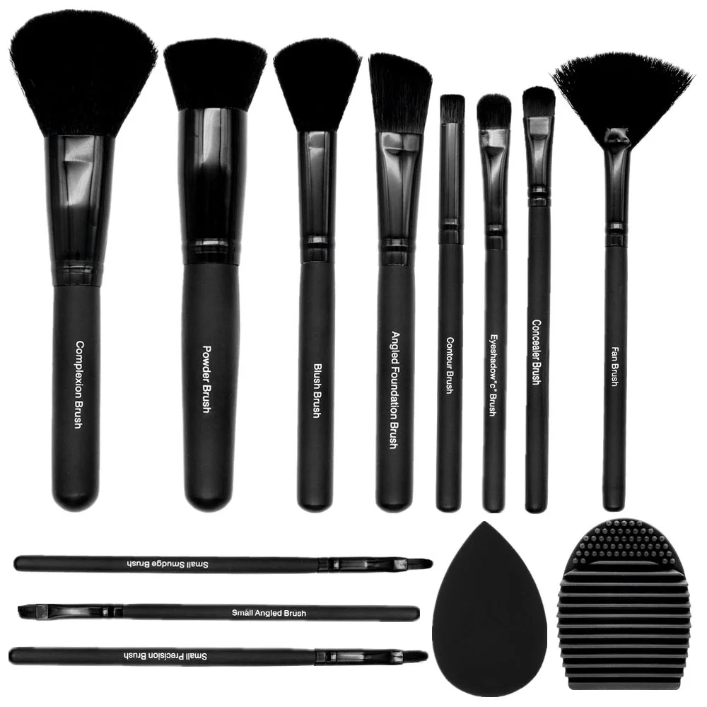 

Most Inquiry 11pcs Black Synthetic Pro Luxury Makeup Brush Set With packaging