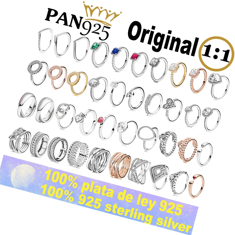 

2022 New Original Pandoraer Jewelry 925 Sterling Silver Ring Fashion Hot Selling Glamour Women Gift Set, Picture shows