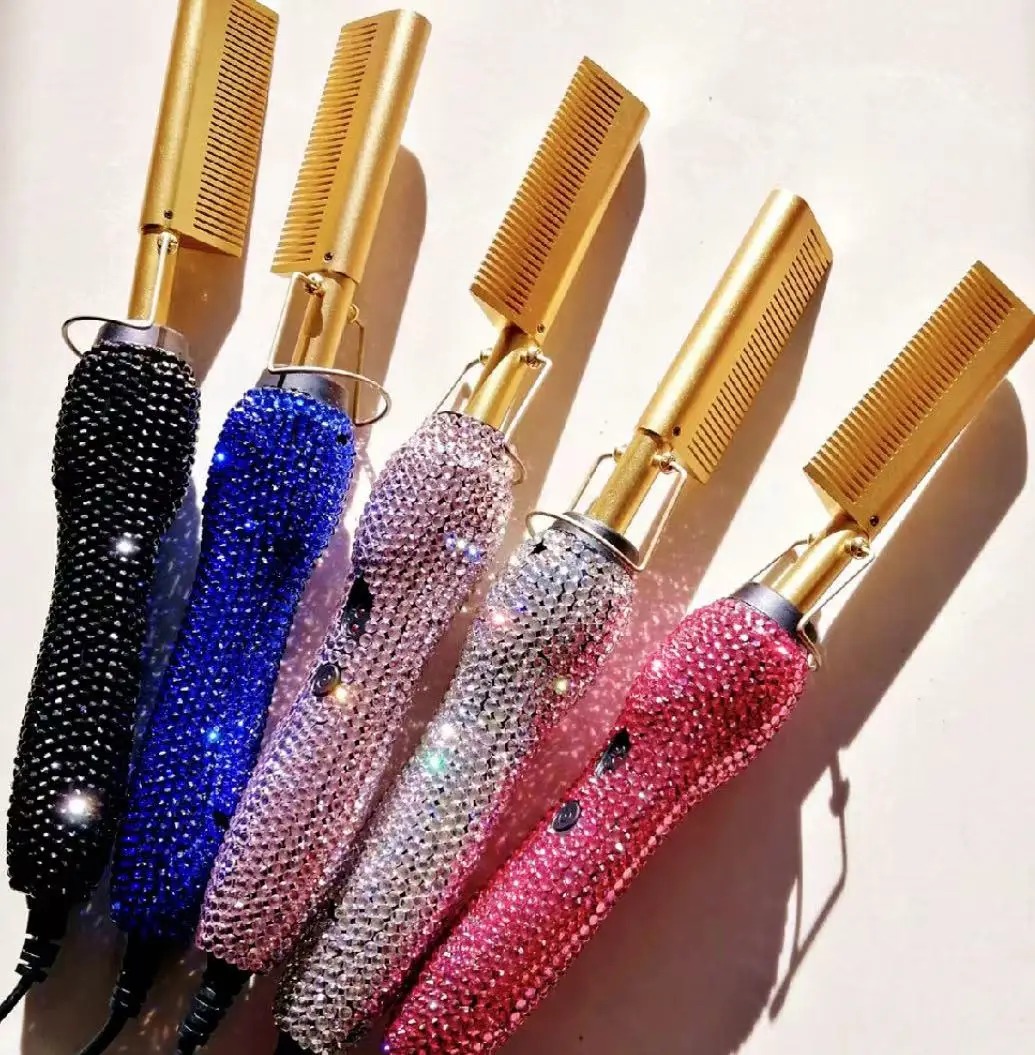 

Hot Selling mini hair straightener brush comb Private Label diamond flat iron hair straightener