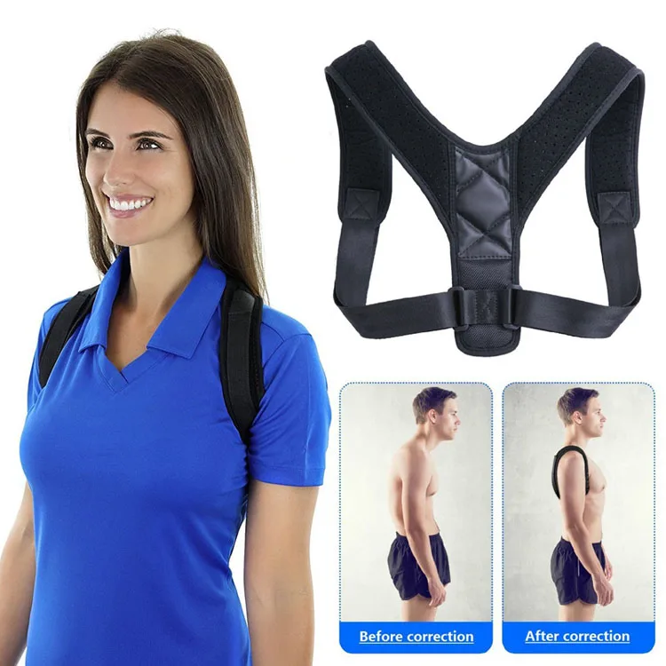 

Wholesale Women Men Back Posture Support Strap Shoulder Corrector Brace Humpback Correction Belt, Black
