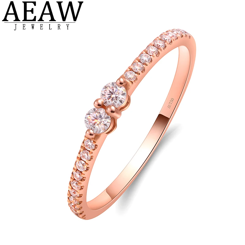 

AEAW 0.22CTW Round Brilliant Cut D Color VVS1 Moissanite Engagement Ring Pave Setting Solid 14K Rose Gold for Women