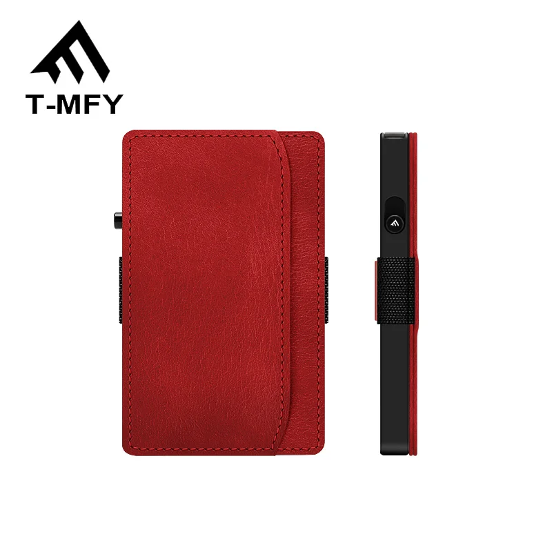 

Smart Minimalist Wallet by T-MFY Modern RFID Leather Covered Slim Credit Card Holder Wallets for Men with Gift Box, Black,red,dark brown,dark blue,brown,etc
