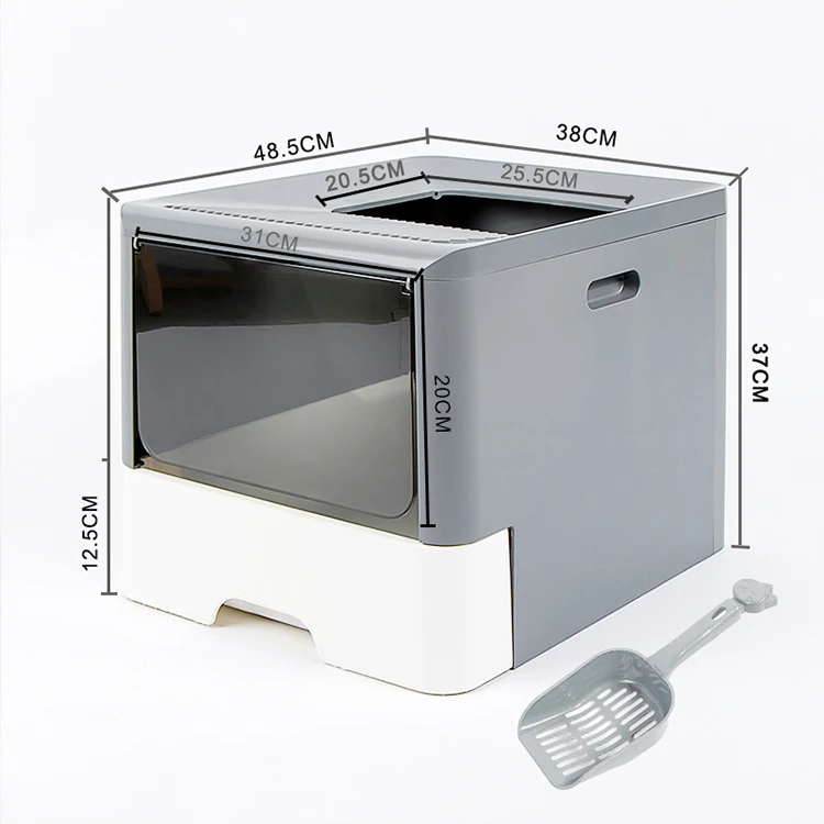 

Factory Wholesale Luxury Cat Litter Box Toilet door with handle Cleaning Cat Toilet Box, Gray,pink,green