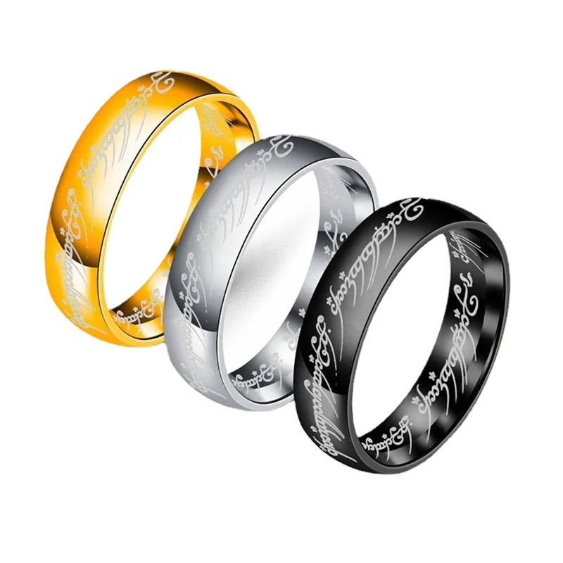 

New Titanium Steel Ring Vacuum Plating Gold Silver Black Couple Ring Trend Fashion Jewelry Stainless Steel Ring For Men