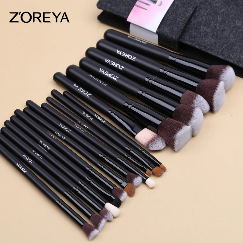 

Professional 18 Pcs black Vegan Cruelty Soft Bristles Hair makeup cosmetic brush set with bag