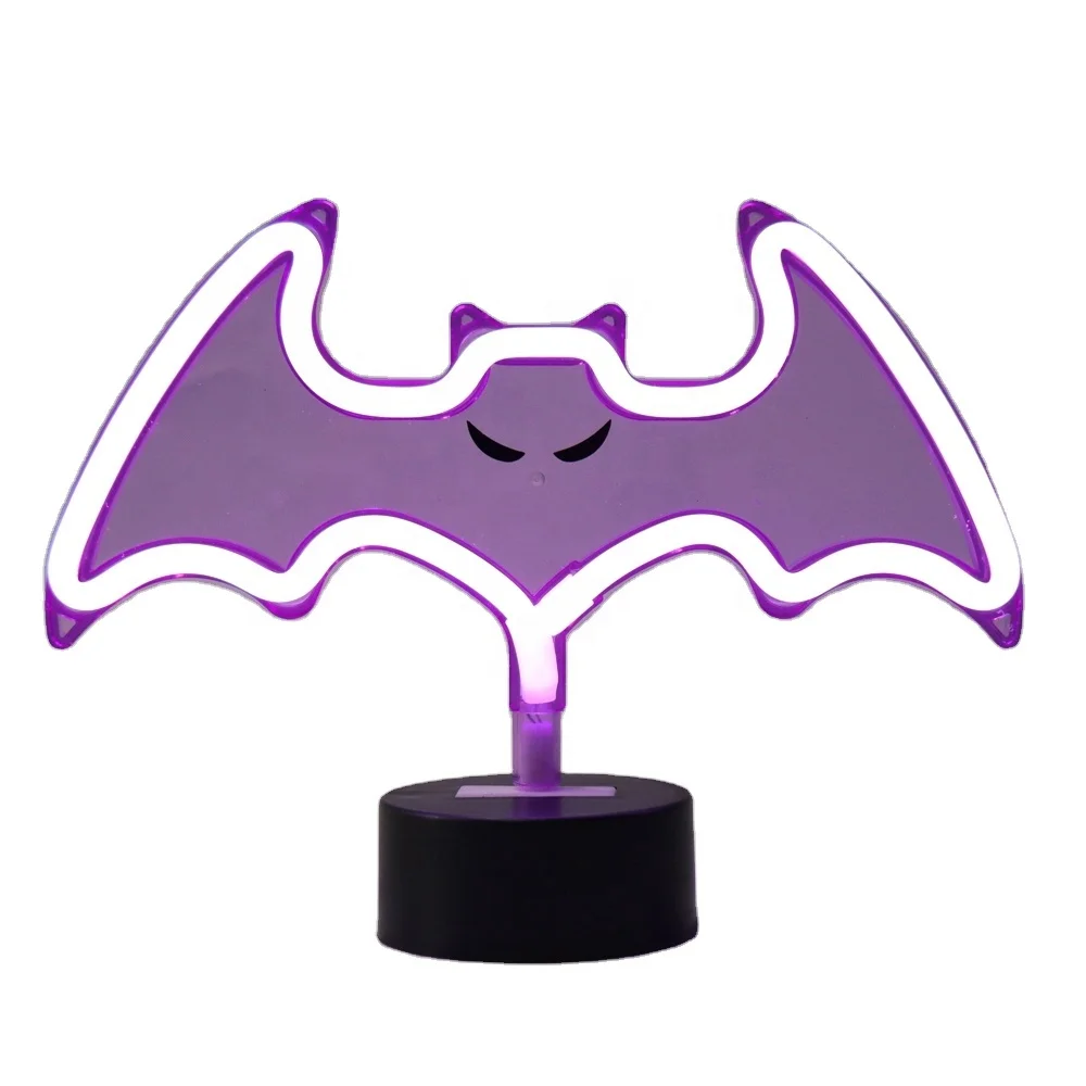 TRENDECOR Top New LED Tabletop Neon Bat for Halloween Decorations Indoor Battery Operated Lights 19.5cm