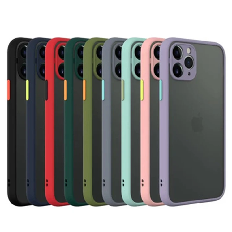 

HOCAYU Translucent Matte Shockproof Camera Lens Protection Cover Phone Case For Iphone 11 12 Pro Max Fundas De Celulares, Black,purple,blue,mint,green,pink,yellow,red