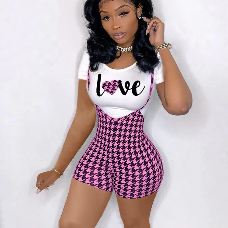

4 color Fashion women clothing letter print suit sexy slim short sleeve two piece short sets, Customized color