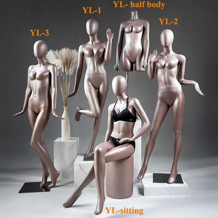 

XINJI High-end Gathering Underwear Model Props Display Stand Mannequin Panties Dummy Full Body Sexy Window Bra Mannequins Female, Matte black body with chrome golden arms