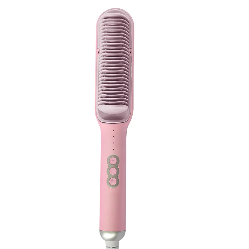 

Electric straightener hair comb hair salon product 2021 hot product tools marcel Curling iron wand hair curling iron pink