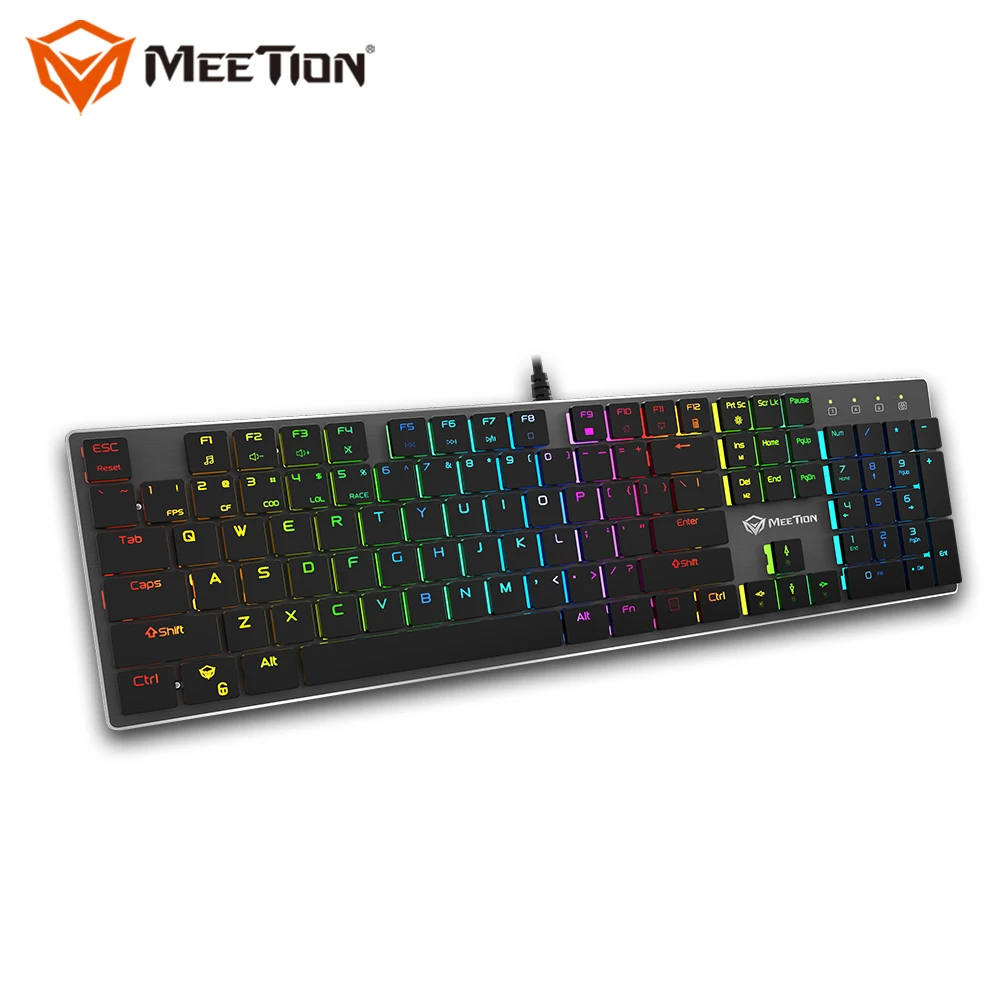 

MEETION MK80 Latest Technology Manufacturer Thin Usb Led Light Backlight Rgb Metal Keyboard For Gamer Keyboard