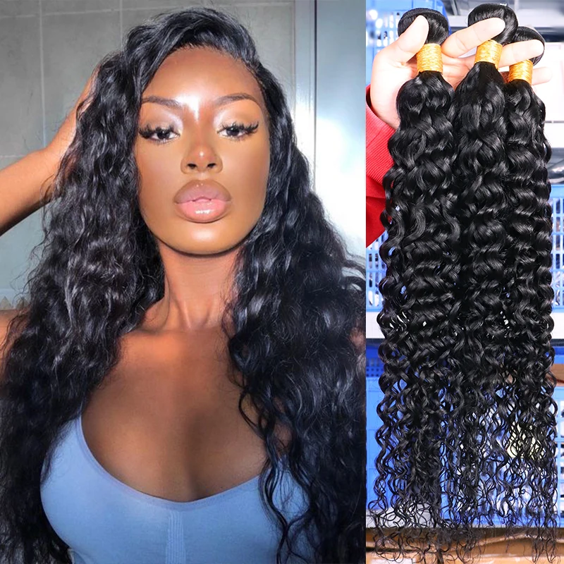 

Rshow 2022 free sample Sunlight non remy Human Hair water wave 9A 3 Bundles Malaysian Water Wave Hair