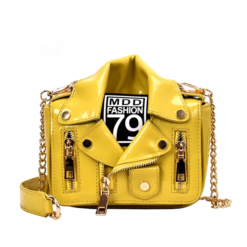 

2020 Fashion Motorcycle Designer Women's High Quality PU Leather Shoulder Messenger HandBag Chain Crossbody Jacket Bags